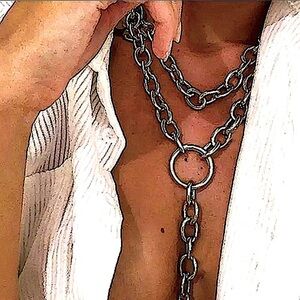 Silver Chunky Chain Link O Statement Punk Necklace